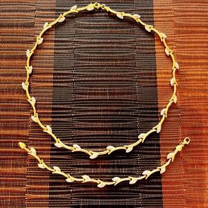 Matching 14k Yellow and White Gold Necklace and Earrings